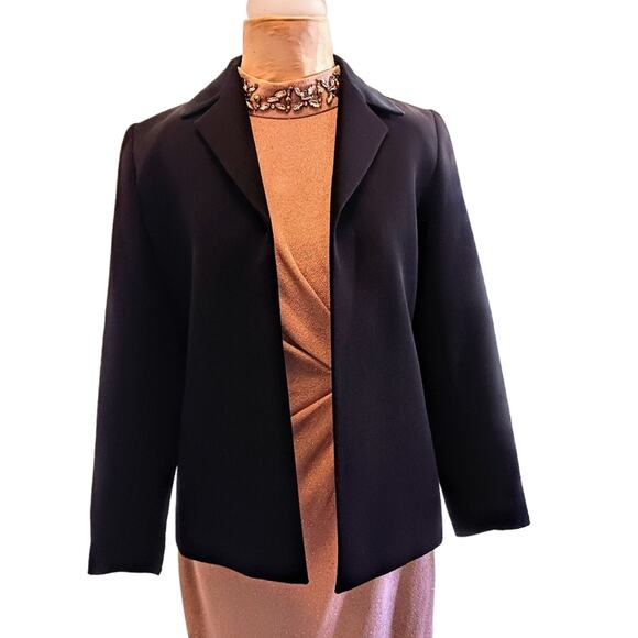 YVES SAINT LAURENT Jacket Womens Sz 42 RWool BLACK Office Blazer Structured Open - Picture 1 of 12